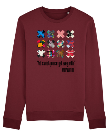 Andy Warhol art on black Burgundy