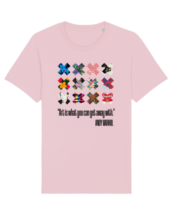 Andy Warhol art on black Cotton Pink