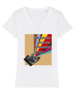Andy Warhol quote Tricou mânecă scurtă guler V Damă Evoker