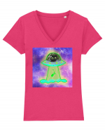 UFO CAT Tricou mânecă scurtă guler V Damă Evoker