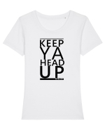 KEEP YA HEAD UP Tricou mânecă scurtă guler larg fitted Damă Expresser
