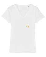 Gold Deer Tricou mânecă scurtă guler V Damă Evoker