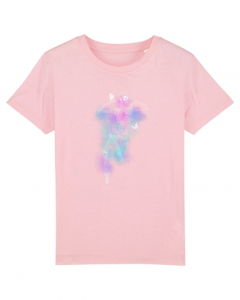 Schelete visator pe fundal colorat încojurat de fluturași Cotton Pink