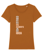 Cafeaua Tricou mânecă scurtă guler larg fitted Damă Expresser