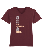 Cafeaua Tricou mânecă scurtă guler V Bărbat Presenter
