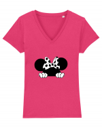 Minnie cu buline Tricou mânecă scurtă guler V Damă Evoker