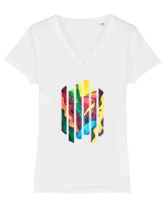 Abstract Paint1 Tricou mânecă scurtă guler V Damă Evoker
