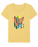 Abstract Paint1 Tricou mânecă scurtă guler larg fitted Damă Expresser