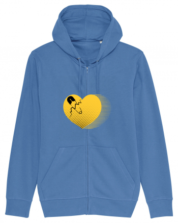 Yellow Heart Bright Blue