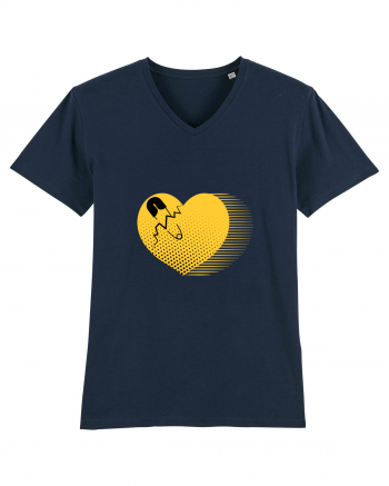 Yellow Heart French Navy