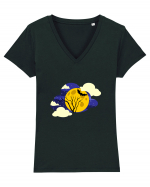 Cloudy Moon Tricou mânecă scurtă guler V Damă Evoker