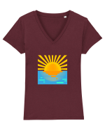 Apus de soare Tricou mânecă scurtă guler V Damă Evoker