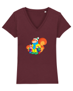 Mămica veveriță Tricou mânecă scurtă guler V Damă Evoker