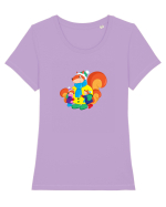 Mămica veveriță Tricou mânecă scurtă guler larg fitted Damă Expresser