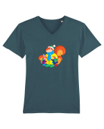 Mămica veveriță Tricou mânecă scurtă guler V Bărbat Presenter