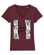 De Lemn Tricou mânecă scurtă guler V Damă Evoker