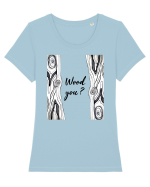 De Lemn Tricou mânecă scurtă guler larg fitted Damă Expresser