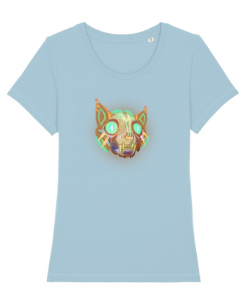 Skull Neon Cat Sky Blue