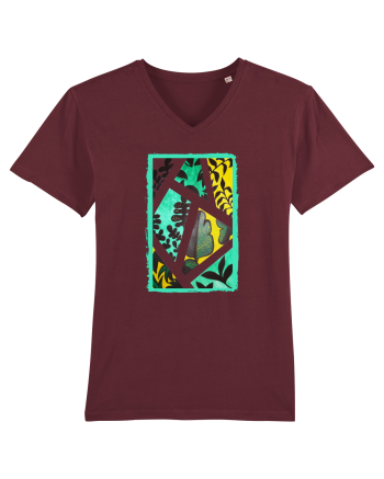 Tablou Abstract cu frunze Burgundy