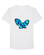 Fluture albastru Tricou mânecă scurtă guler larg Bărbat Skater