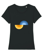 Forme abstracte Tricou mânecă scurtă guler larg fitted Damă Expresser