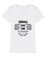 Răbdare Tricou mânecă scurtă guler V Damă Evoker