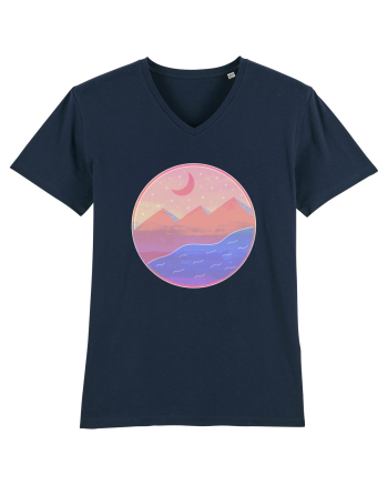 Pyramids - textured style French Navy