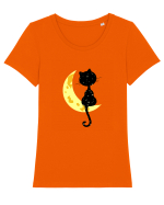 Pisica lunatica Tricou mânecă scurtă guler larg fitted Damă Expresser