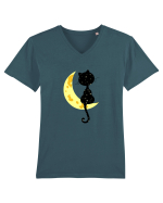 Pisica lunatica Tricou mânecă scurtă guler V Bărbat Presenter