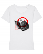 cat Tricou mânecă scurtă guler larg fitted Damă Expresser