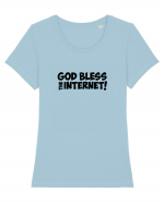 God Bless the Internet! Tricou mânecă scurtă guler larg fitted Damă Expresser