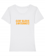 God Bless the Internet! Tricou mânecă scurtă guler larg fitted Damă Expresser