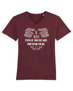 Fii curajos Tricou mânecă scurtă guler V Bărbat Presenter