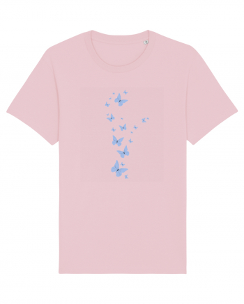 Un design cu fluturasi albastri Cotton Pink