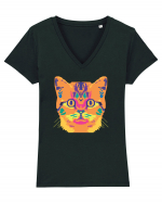 Laser Cat  Tricou mânecă scurtă guler V Damă Evoker