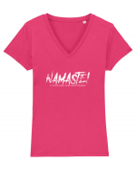 Namaste! (la toată lumea, că nu facem diferență) Tricou mânecă scurtă guler V Damă Evoker