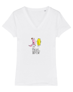Use your imagination... BITCH! Tricou mânecă scurtă guler V Damă Evoker