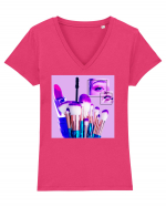 Makeup Lover Tricou mânecă scurtă guler V Damă Evoker