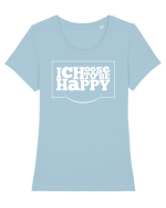 Fericit Tricou mânecă scurtă guler larg fitted Damă Expresser