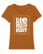 Viața trece repede Tricou mânecă scurtă guler larg fitted Damă Expresser