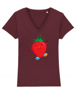 Happy strawberry :) Tricou mânecă scurtă guler V Damă Evoker