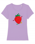 Happy strawberry :) Tricou mânecă scurtă guler larg fitted Damă Expresser