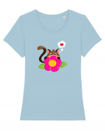 Flower kitty :) Tricou mânecă scurtă guler larg fitted Damă Expresser