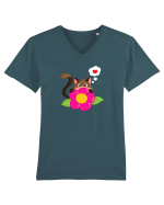 Flower kitty :) Tricou mânecă scurtă guler V Bărbat Presenter