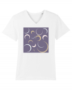 Purple Moon Patterns Tricou mânecă scurtă guler V Bărbat Presenter