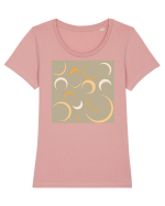 Yellow Moon Patterns Tricou mânecă scurtă guler larg fitted Damă Expresser