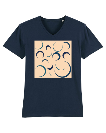 Cream Moon Patterns French Navy