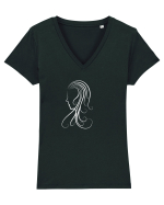 Profil in Alb Tricou mânecă scurtă guler V Damă Evoker