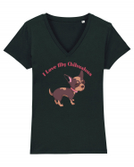 I Love My Chihuahua Tricou mânecă scurtă guler V Damă Evoker