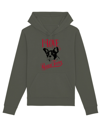 I Love Boston Terrier Khaki